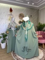 طقم عبائة ريما مع فولار ماليزي – Image 9