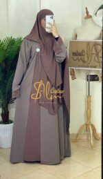 طقم عباية البروش مع خمار سترة – Image 3