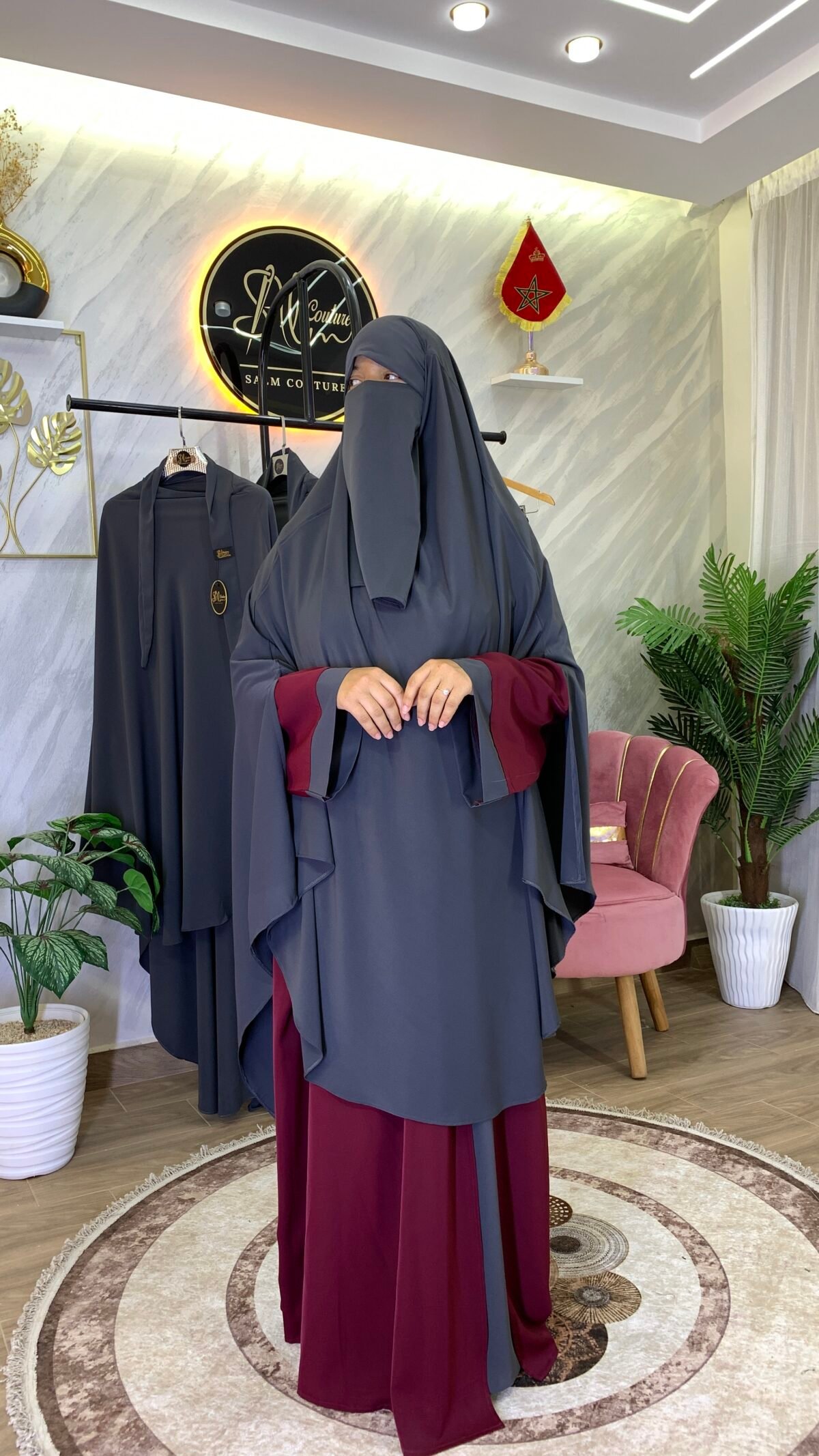 طقم عباية البروش مع خمار سترة – Image 12