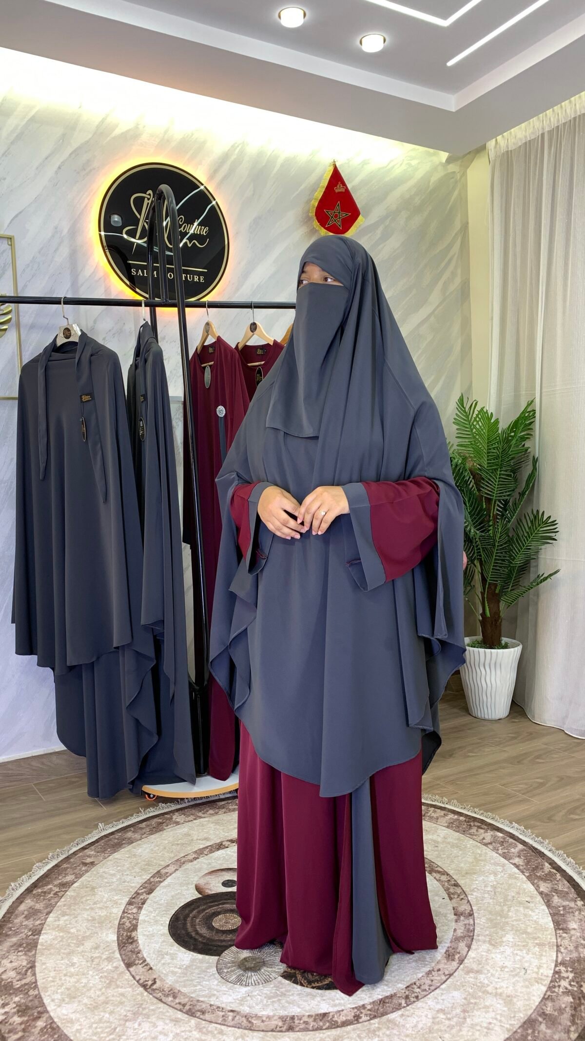 طقم عباية البروش مع خمار سترة – Image 2