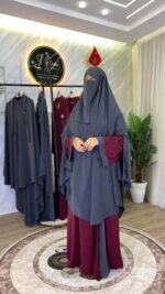 طقم عباية البروش مع خمار سترة – Image 2
